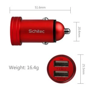 เครื่องชาร์จในรถยนต์ USB 2.4A คู่สำหรับ Android