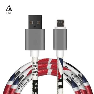 วัสดุหนังคุณภาพสูงสายเคเบิลข้อมูลสายชาร์จ USB สำหรับ Android