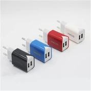 2 พอร์ต USB Eu Plug Wall Charger พร้อม Ce Fcc Rohs