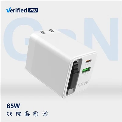 เครื่องชาร์จข้อมูลแบบรีแต็คแบบย่อ 65W GAN